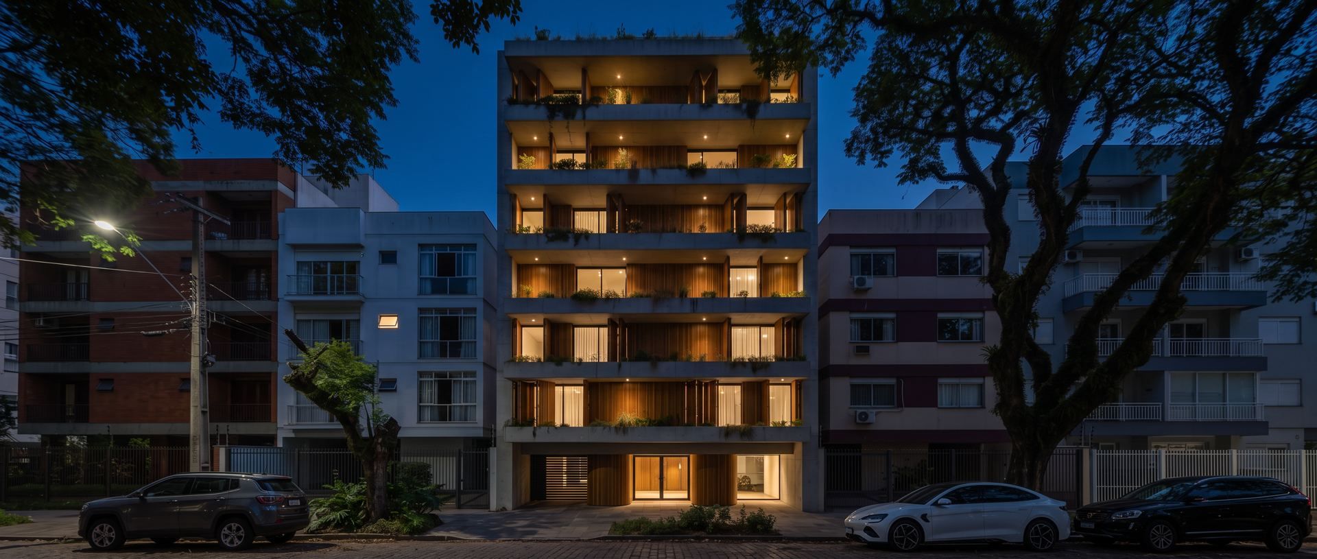 Fachada do Edifício Dossel à noite
